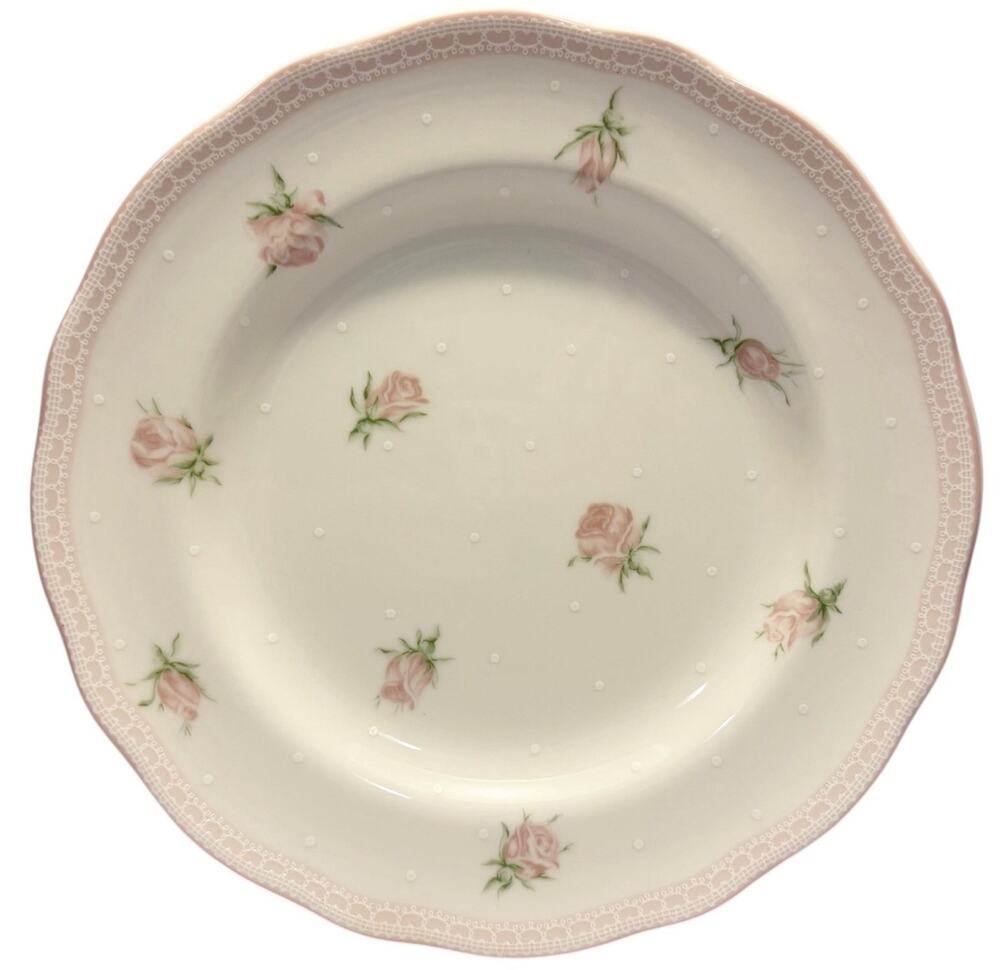 Vtg 222 5th PTS Int’l Stephanie Discontinued Porcelain Dinner Plate Pink Roses